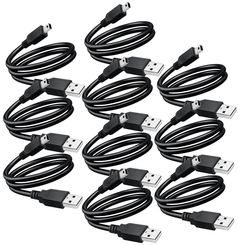 SaiTech IT 10 Pack USB 2.0 A to Mini 5 pin B Cable for External HDDS/Camera/Card Readers/MP3 Player-Black -35cm(1 feet) - Image 1